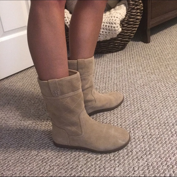 Alana Camel Suede Mid Calf Winter Boots - Picture 5 of 5